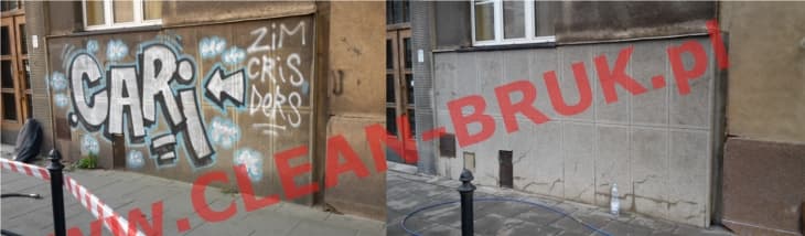 Usuwanie graffiti z elewacji kamienicy w Krakowie