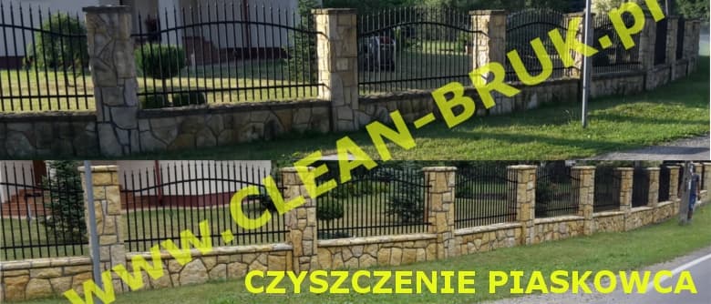czyszczenie i naprawy ogrodzenia z piaskowca w Krakowie